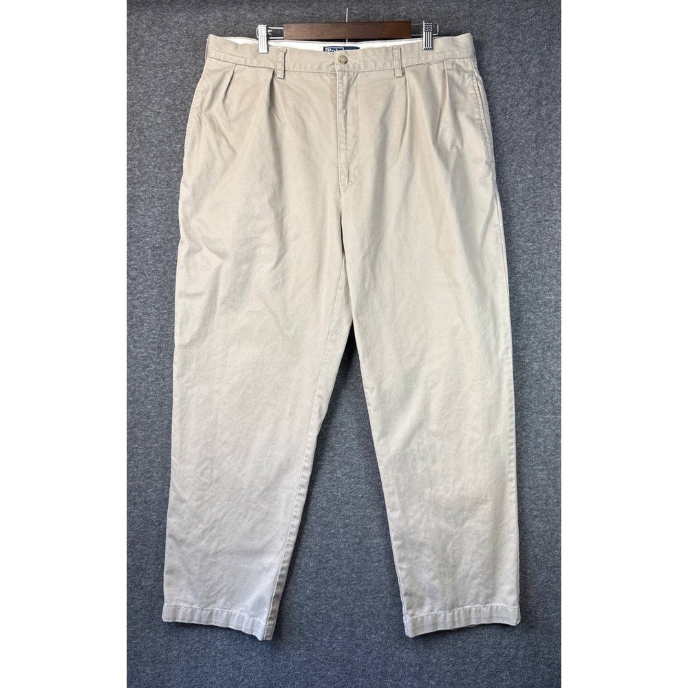 Polo Ralph Lauren Andrew Pant Mens 38x30 Khaki Tan Double Pleated Chino Cotton